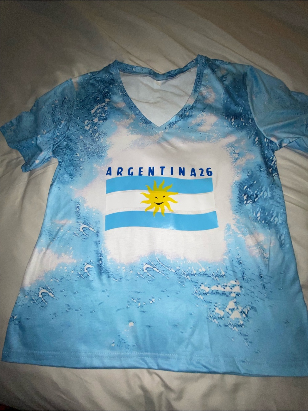 Argentina 26 Blue & White V‑Neck Tee M